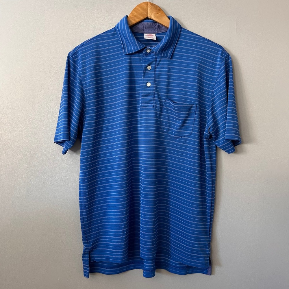 Brooks Brothers Polo Shirt 1818 Performance Mens M Blue Striped Original Fit - Picture 2 of 7